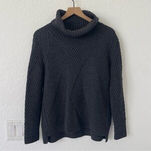 Rag Bone Merino Wool Sweater XXS Gray Ribbed Chunky Knit Cowl Neck Cozy Pullover